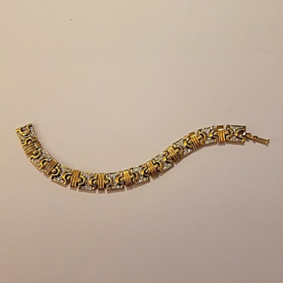 AFJ Gold Link Pave Rhinestone Tennis Bracelet - Picture 10 of 11